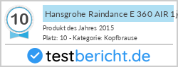 Hansgrohe Raindance E 360 AIR 1jet Kopfbrause mit Deckenanschluss 100mm (Chrom, 27381)